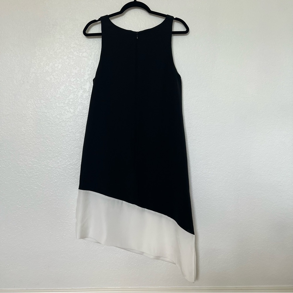 2/$30 Club Monaco Silk Asymmetrical Hem Black and White Sleeveless Dress SZ 6 - Picture 8 of 16